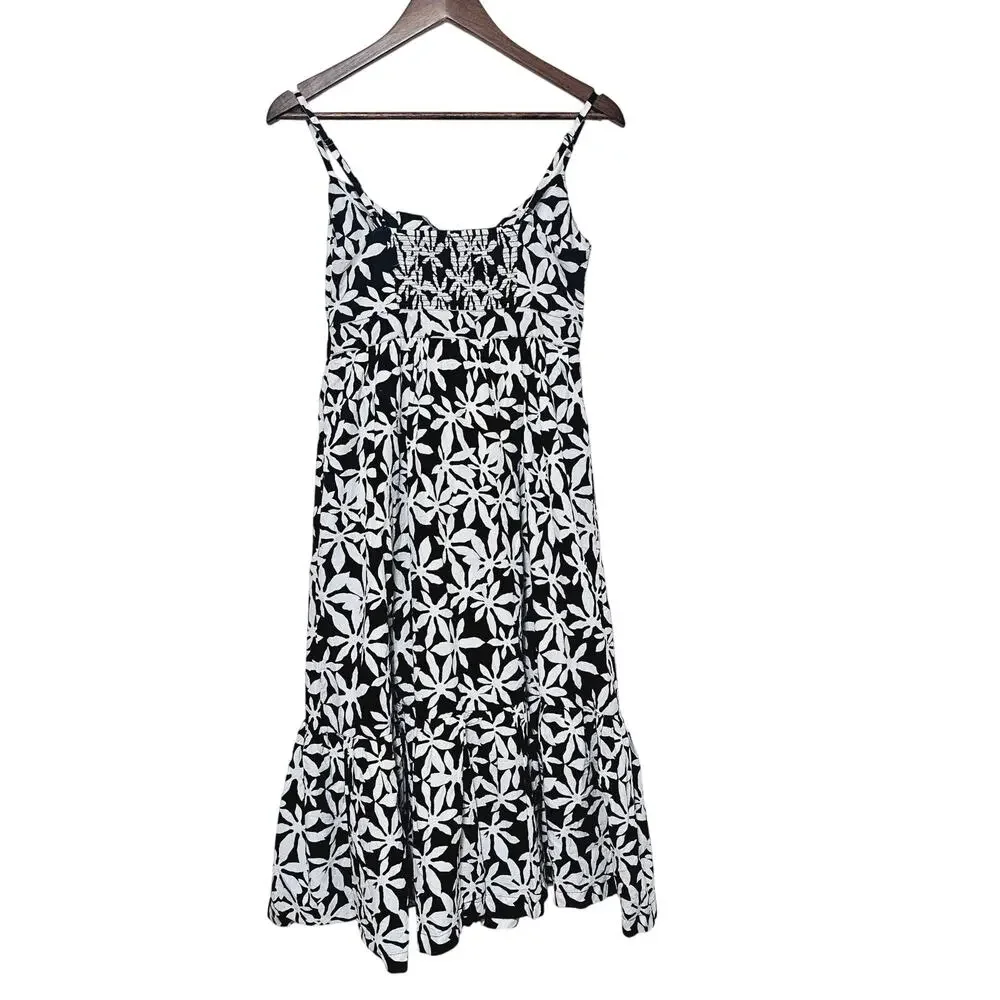 J. Crew Midi Dress Womens Size 2 Cotton Floral Tie Front Cottage Coquette Casual